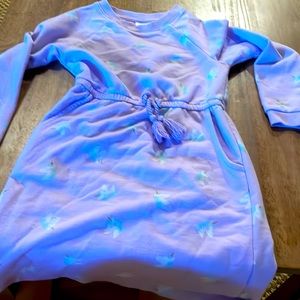 girls winter dress with unicorn pattern